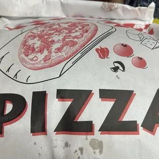 Pizza bag delivered to the table