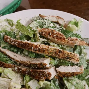 Blackened chicken caesar salad