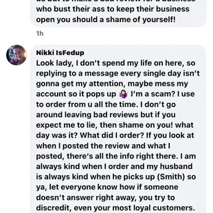 a text message from a customer