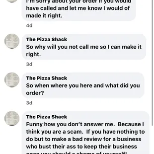 a text message from a customer