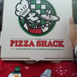 This is the pizza box that the waitress brought us