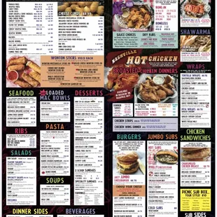 the menu of the restaurant