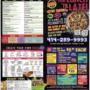 a menu for a pizza restaurant