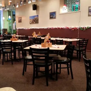 tables and chairs in a restaurant