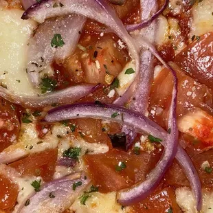 Close-up shot of my pizza slice :) Vegetable Slice