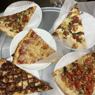 Bbq chicken &amp; onions slice Chicken &amp; fresh tomatoes Margarita Slice Regular Slice Chicken Parm Slice