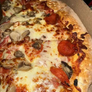 Large pep + mushroom (only half because the other half was gone before I could get a picture )
