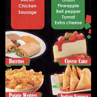 the menu for the restaurant