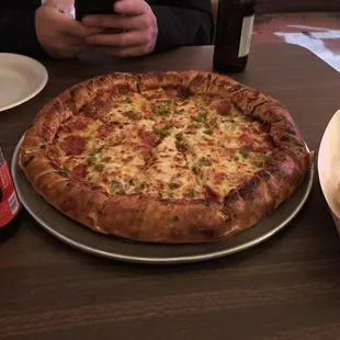 Pepperoni and jalapeño. Garlic knots on the side.  Get them!