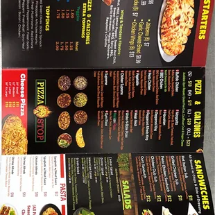 a menu for a pizza restaurant