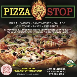 Top your favorite specialty pizza with only the best quality of meats, all meat option raised without antibiotics nor hormones and non-GMO