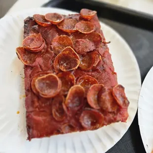 Square pepperoni slice