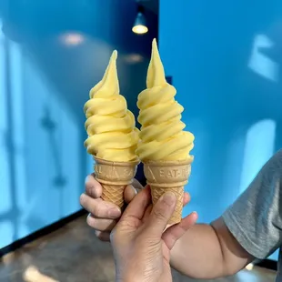 two cones of ice cream