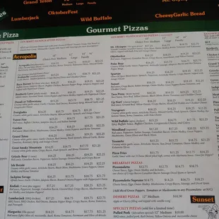 Gourmet pizzas