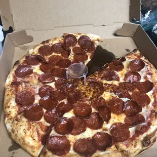 Double pepperoni pizza, extra cheese. So good!