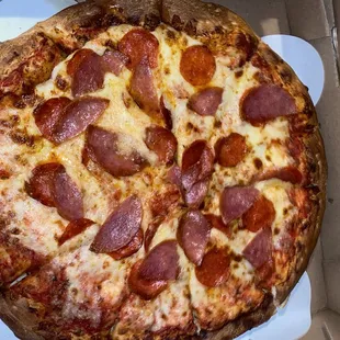 Salami pepperoni pizza
