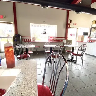 the inside of a restaurant