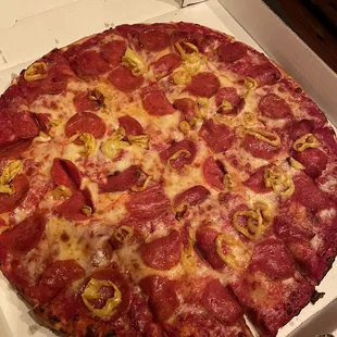 Large pepperoni and banana peppers