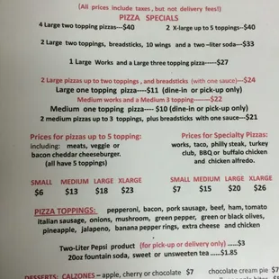 menu