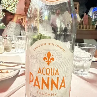 a bottle of acqua panna