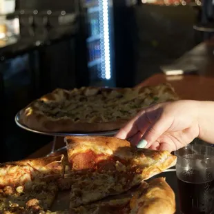 Vegan pepperoni pizza