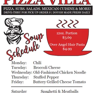 Winter 2018 Soup Schedule