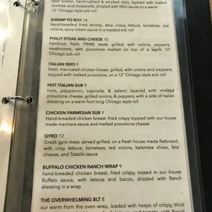 menu