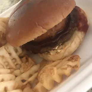 Barbecue Burger with a fried onion