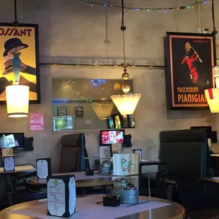 I like the lamps hanging upside down.