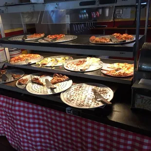 Pizza section of the buffet