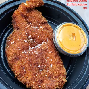 amazing chicken cutlet with buffalo sauce