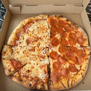 Half cheese half pepperoni