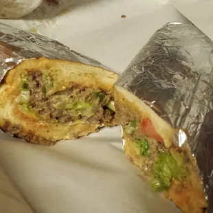 the inside of a burrito