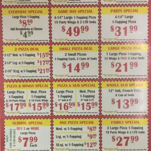 Pizza wings &amp; more specials.