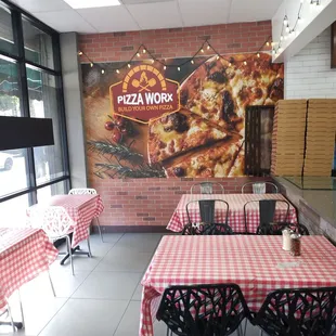 tables and chairs in a restaurant