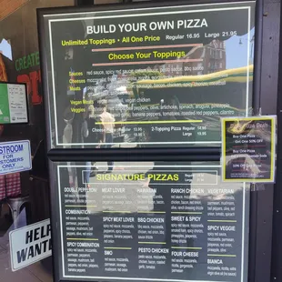 menu, pizza