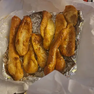 Cheese bread sticks where they forgot the cheese!