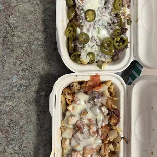Philly Steak fries and chicken bbq fries