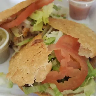 Beef and chicken gordita.  A bit dry.