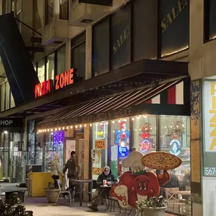 Outside of the Pizza Zone. Limited parking outside.