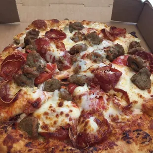 Sausage and pepperoni pizza!