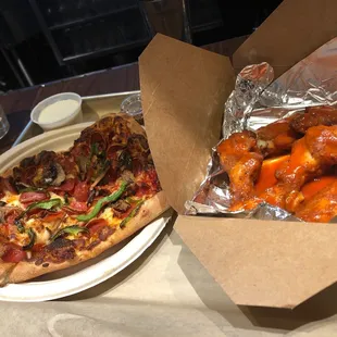 Personal Pizza w/spicy Buffalo Wings!