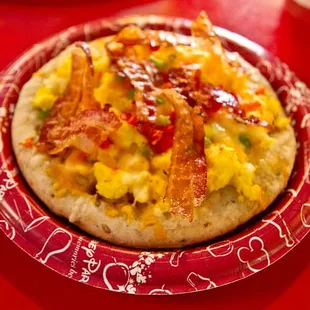 breakfast pizza with added bacon