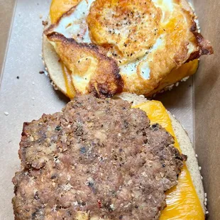 Sausage, egg &amp; cheese on everything bagel