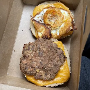 Chazzer with sausage on an everything bagel