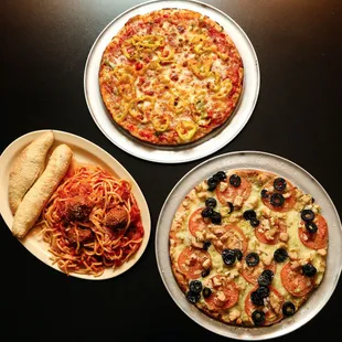 pepper delight pizza,
 Spaghetti &amp; Meatballs and 
 Spinach &amp; Feta pizza