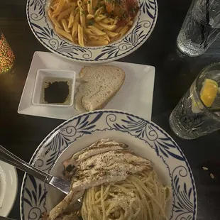 Penne Vodka and Caico E Pepe with chicken