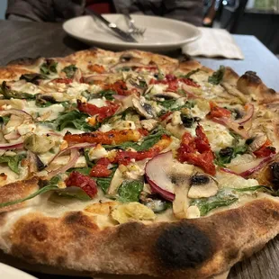 Vegetarian pizza loaded with toppings