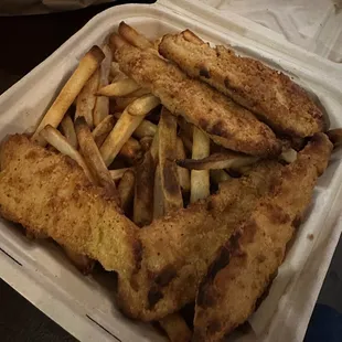 Chicken fingers, but from dehydrated chickens