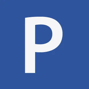 the letter p in white on a blue background